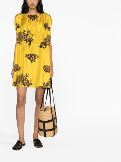 Shop Asceno Mata Silk Minidress In Yellow