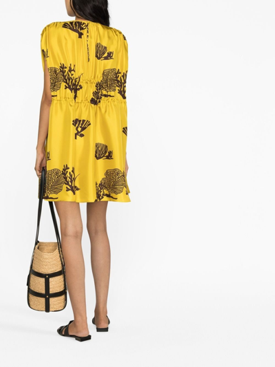 Shop Asceno Mata Silk Minidress In Yellow