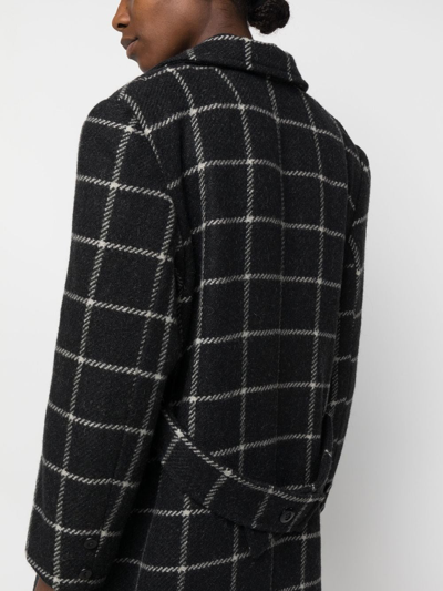 Pre-owned A.n.g.e.l.o. Vintage Cult 1980s Checkered Double-breasted Coat In Black