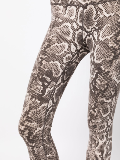Shop Varley Let's Go Snakeskin-print Performance Leggings In Brown