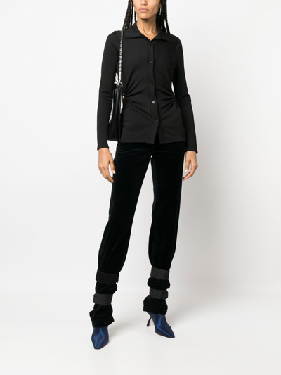 Pre-owned Dolce & Gabbana 2000s Strap-detailed Velvet Trousers In Black