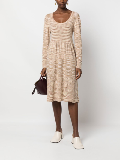 Pre-owned Missoni 2000s Woven Flared Dress In Neutrals