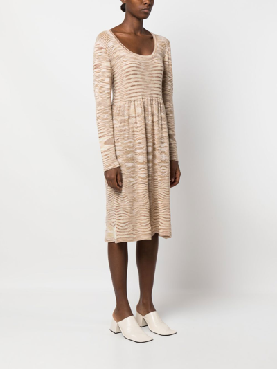 Pre-owned Missoni 2000s Woven Flared Dress In Neutrals