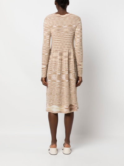 Pre-owned Missoni 2000s Woven Flared Dress In Neutrals