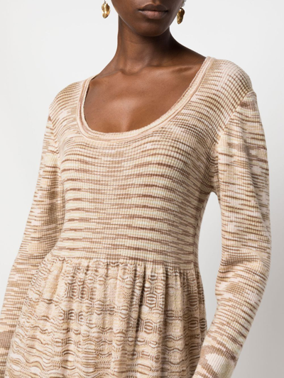 Pre-owned Missoni 2000s Woven Flared Dress In Neutrals