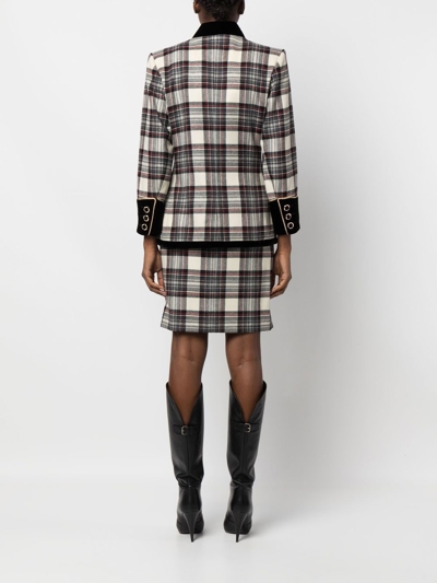 Pre-owned Saint Laurent 1980s Plaid Wool Skirt Suit In Black