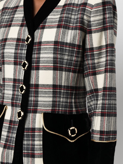 Pre-owned Saint Laurent 格纹羊毛半身裙套装（1980年代典藏款） In Black