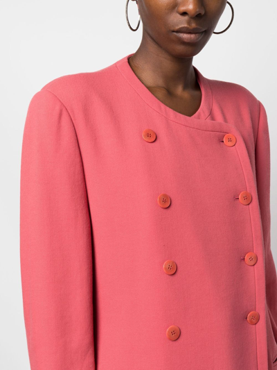Pre-owned Giorgio Armani 1980s Collarless Double-breasted Jacket In Pink