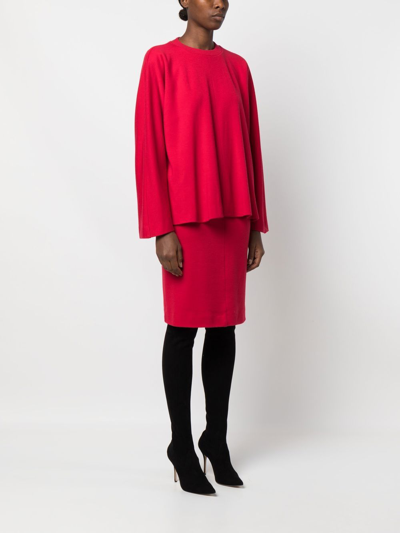 Pre-owned Gianfranco Ferre 正面分层式无领连衣裙（1990年代典藏款） In Red