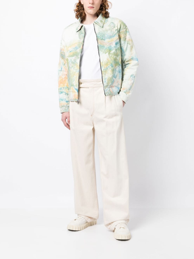 Nahmias Marble-print Cotton Jacket In Green
