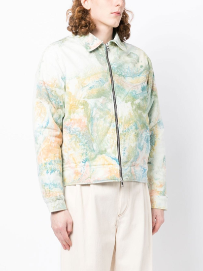 Shop Nahmias Marble-print Cotton Jacket In Green