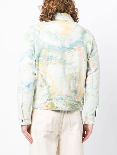 Shop Nahmias Marble-print Cotton Jacket In Green