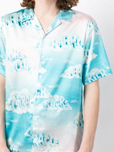 Shop Nahmias Clouds-motif Short-sleeved Shirt In Blue