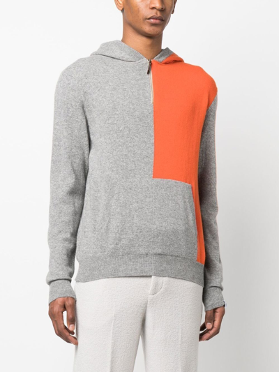 Shop Mackintosh Colour-block Wool Hoodie In Grey