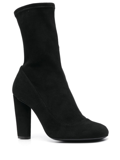 Shop Emporio Armani Sock-style Heeled Ankle Boots In Black