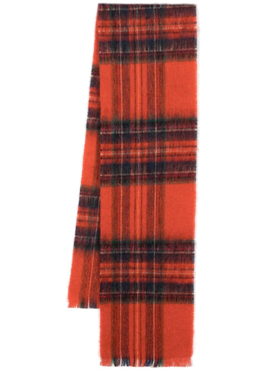 Shop Mackintosh Royal Stewart Check-pattern Scarf In Orange