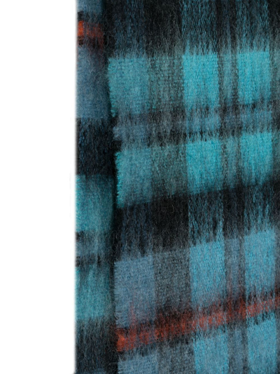 Shop Mackintosh Mac Corquodale Check-pattern Scarf In Blue