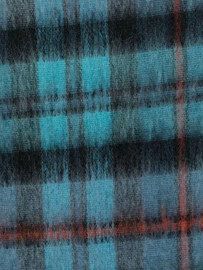Shop Mackintosh Mac Corquodale Check-pattern Scarf In Blue