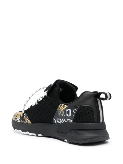 Shop Versace Jeans Couture Dynamic Logo-print Sneakers In Black