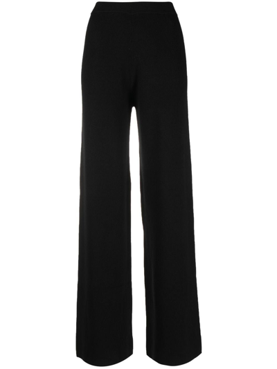 Shop Calvin Klein Wide-leg Fine-knit Trousers In Black