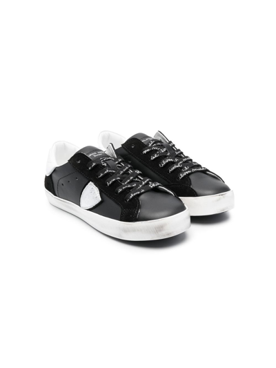Shop Philippe Model Logo-patch Lace-up Sneakers In Black