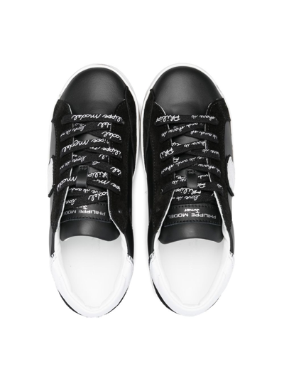 Shop Philippe Model Logo-patch Lace-up Sneakers In Black
