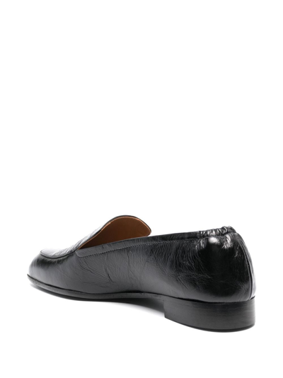 Shop Laurence Dacade Creased Leather Loafers In Black
