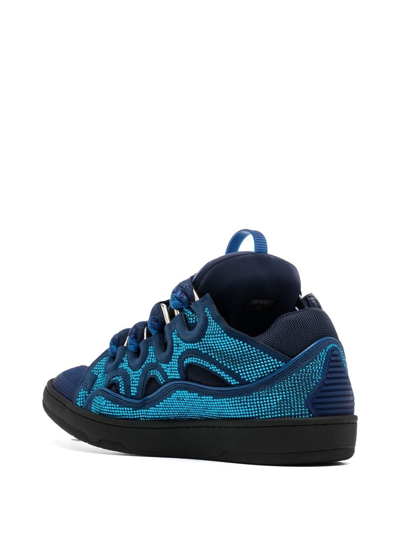 Shop Lanvin Curb Rhinestone-embellished Sneakers In Blue