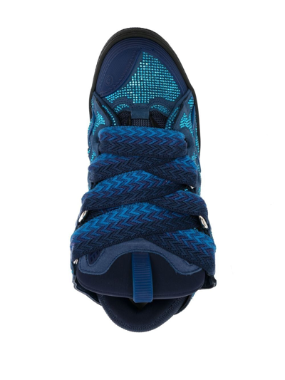 Shop Lanvin Curb Rhinestone-embellished Sneakers In Blue