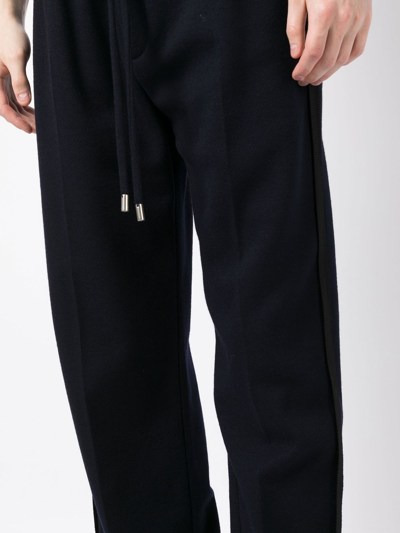 Shop Lanvin Side Stripe Wool Track Pants In Blue