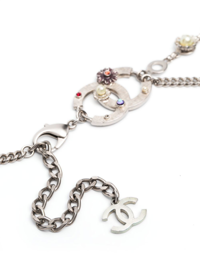 Pre-owned Chanel 2005 Logo-embellished Chain Belt In Silver