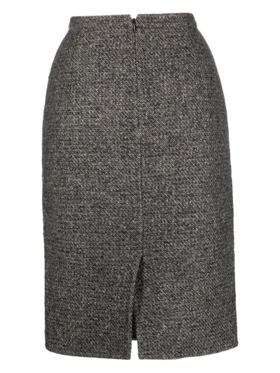 Pre-owned Dior 羊毛粗花呢铅笔半身裙（1990年代典藏款） In Black