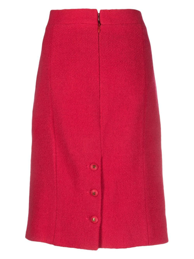 Pre-owned Chanel 1993 Wool Pencil Skirt In Pink