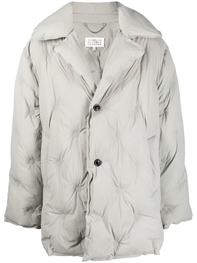 Shop Maison Margiela Single-breasted Padded Coat In Grey