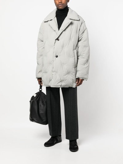 Maison Margiela Embossed-detail Padded Coat In Grey