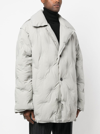 Maison Margiela Embossed-detail Padded Coat In Grey