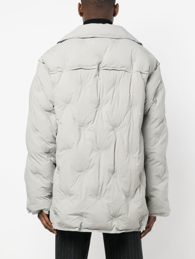 Maison Margiela Embossed-detail Padded Coat In Grey