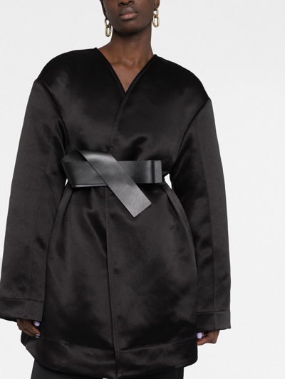 Shop Jil Sander Belted Down Jacket In Black
