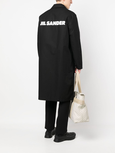 Jil Sander Lightweight Cotton Coat With Back Logo In Black