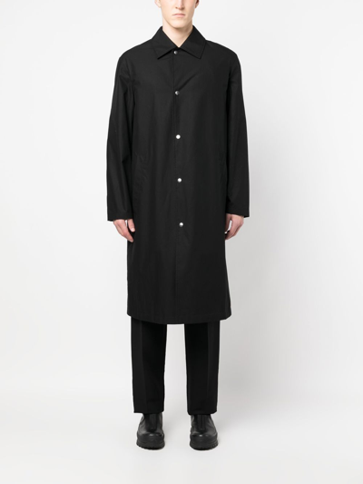 Jil Sander Lightweight Cotton Coat With Back Logo In Black