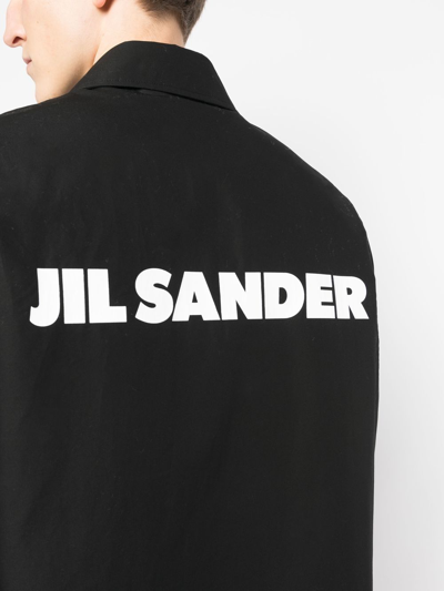 Shop Jil Sander Logo-print Coat In Black