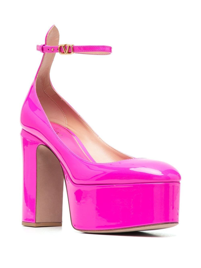 Shop Valentino Vlogo 120mm Platform Pumps In Pink