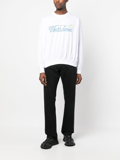 We11 Done Logo-print Cotton Sweatshirt In White