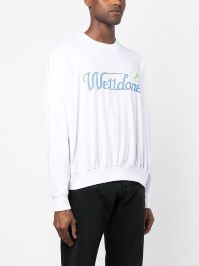 We11 Done Logo-print Cotton Sweatshirt In White