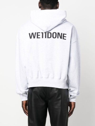 Shop We11 Done Graphic-print Cotton Hoodie In Grey