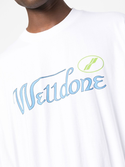 Shop We11 Done Logo-print Cotton Sweatshirt In White