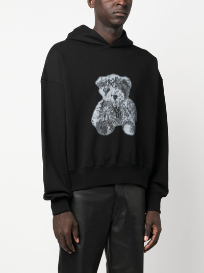 Shop We11 Done Graphic-print Cotton Hoodie In Black