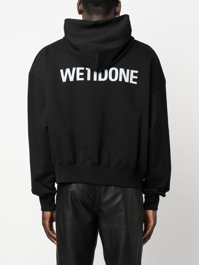 Shop We11 Done Graphic-print Cotton Hoodie In Black