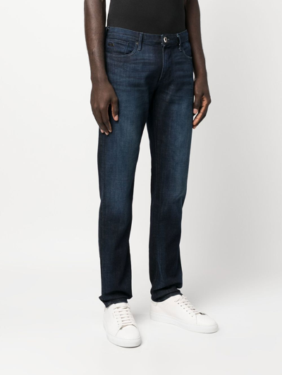 Shop Emporio Armani Mid-rise Straight-leg Jeans In Blue