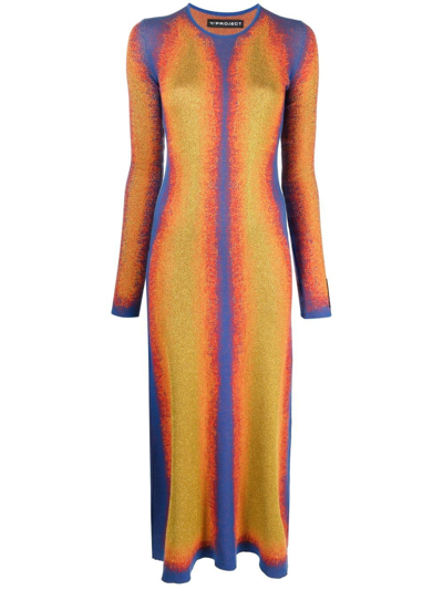 Shop Y/project Contoured-stripe Knitted Dress In Blue